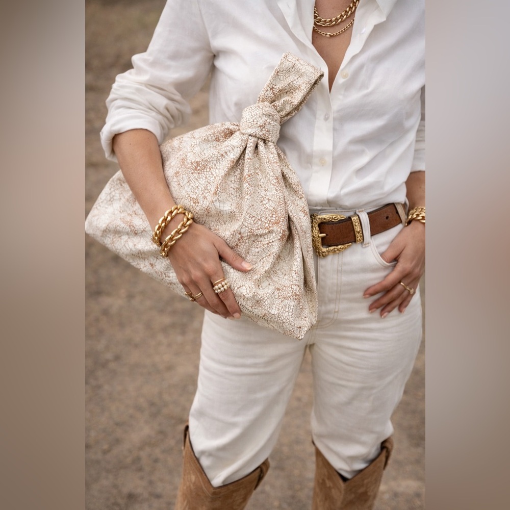 Oversized Bottega Knot Clutch – Neutral Western Luxe